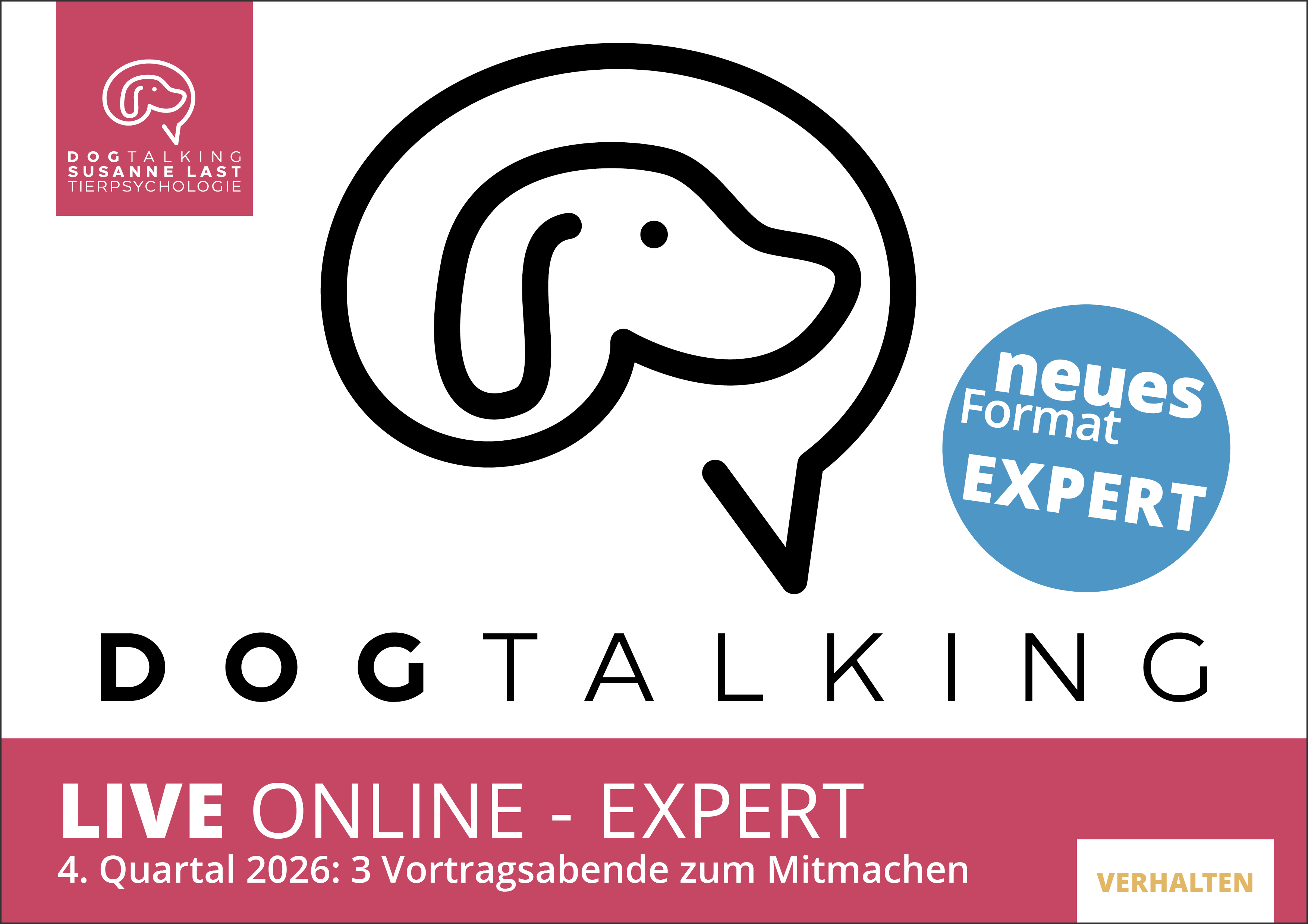 DOGTALKING live online EXPERT  - 3 Abende im 4.Quartal 2026